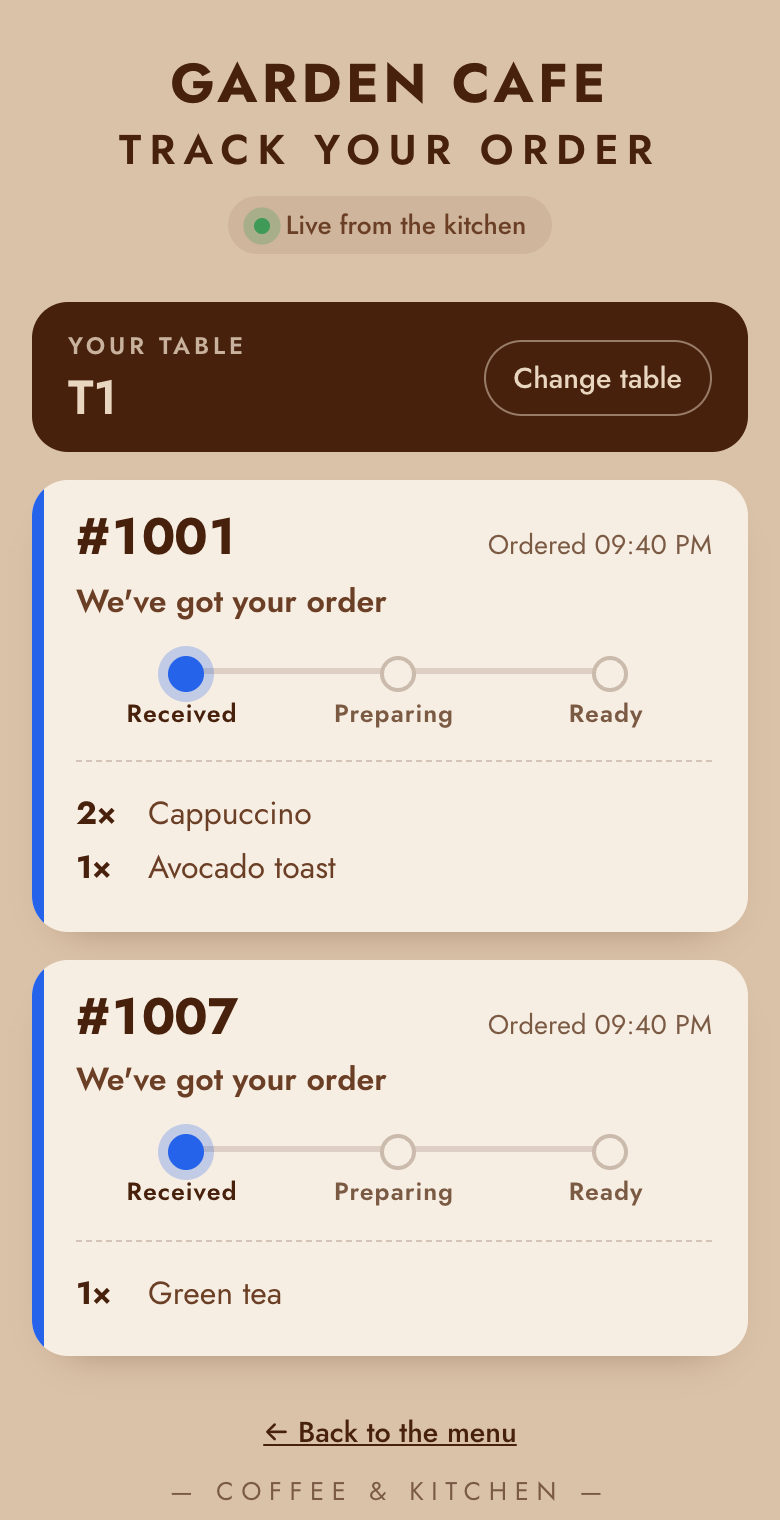 Track my order showing two orders for T1